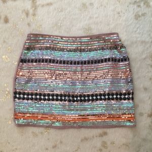 Sequined and Jeweled Mini Skirt